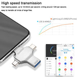 4合1 32GB USB 3.0 + 8針 + Micro USB + USB-C / Type-C 雙用隨身碟，具OTG功能，32GB