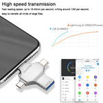 4合1 64GB USB 3.0 + 8針 + Micro USB + USB-C / Type-C 雙用隨身碟，具OTG功能，64GB