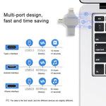 4合1 64GB USB 3.0 + 8針 + Micro USB + USB-C / Type-C 雙用隨身碟，具OTG功能，64GB