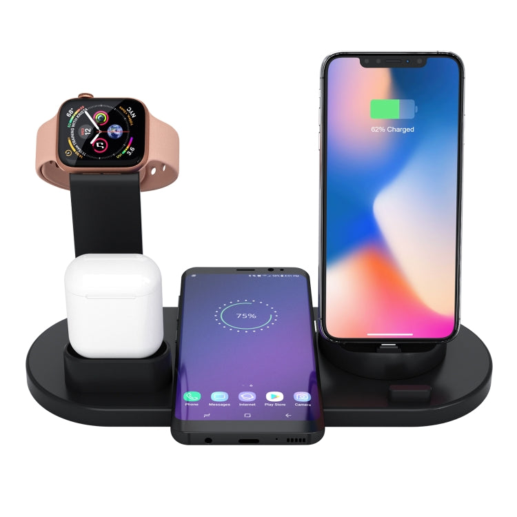 HQ-UD15 5合1 8針 + Micro USB + USB-C / Type-C介面 + 8針耳機充電介面 + 無線充電底座附手錶支架（白色），帶無線充電黑色，帶無線充電白色，帶無線充電銀色
