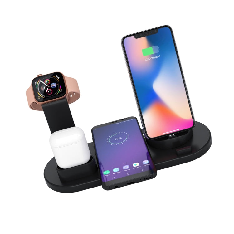 HQ-UD15 5合1 8針 + Micro USB + USB-C / Type-C介面 + 8針耳機充電介面 + 無線充電底座附手錶支架（白色），帶無線充電黑色，帶無線充電白色，帶無線充電銀色