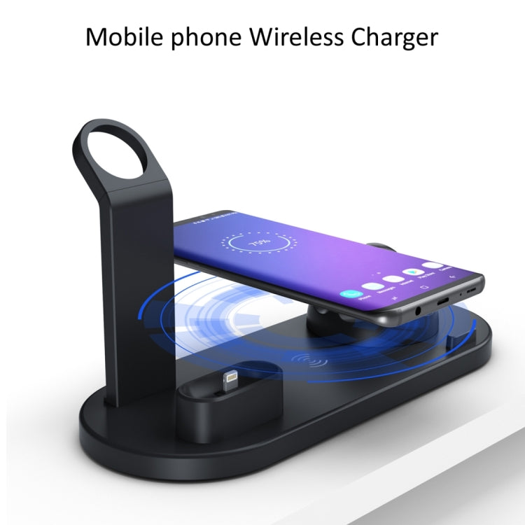 HQ-UD15 5合1 8針 + Micro USB + USB-C / Type-C介面 + 8針耳機充電介面 + 無線充電底座附手錶支架（白色），帶無線充電黑色，帶無線充電白色，帶無線充電銀色