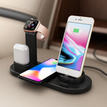 HQ-UD15 5合1 8針 + Micro USB + USB-C / Type-C介面 + 8針耳機充電介面 + 無線充電底座附手錶支架（白色），帶無線充電黑色，帶無線充電白色，帶無線充電銀色