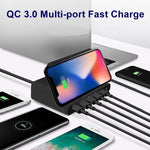 828W 7合1 60W QC 3.0 USB介面 + 4埠USB + USB-C / Type-C介面 + 無線充電多功能充電器，附手機支架功能，澳規插頭，澳規插頭黑色，澳規插頭白色