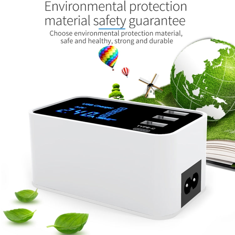 CDA30 20W 3 個 USB 埠 + USB-C / Type-C 埠多功能充電器，附 LED 顯示，英規插頭，英規插頭