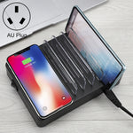 50W 6 個 USB 埠 + 2 個 USB-C / Type-C 埠 + 無線充電多功能充電器，附 LED 顯示及可拆卸邊框，澳規插頭，澳規插頭