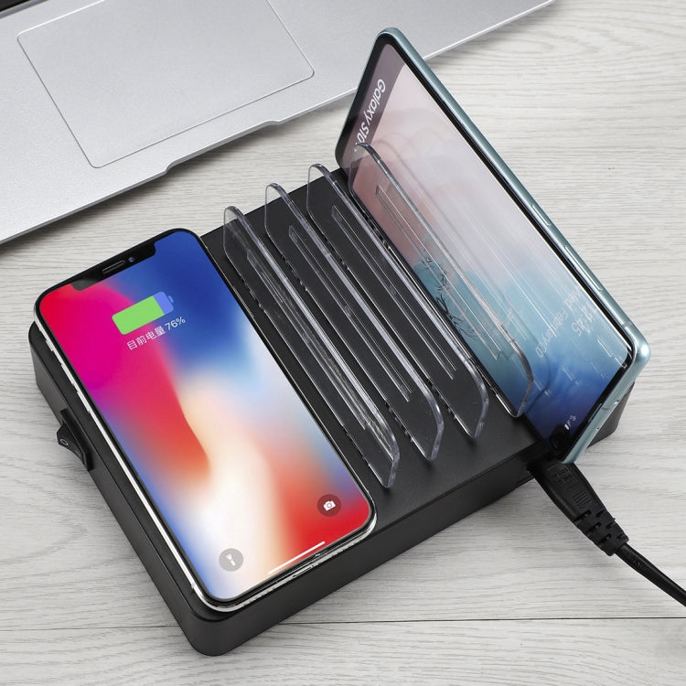 50W 6 個 USB 埠 + 2 個 USB-C / Type-C 埠 + 無線充電多功能充電器，附 LED 顯示及可拆卸邊框，澳規插頭，澳規插頭