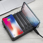 50W 6 個 USB 埠 + 2 個 USB-C / Type-C 埠 + 無線充電多功能充電器，附 LED 顯示及可拆卸邊框，美規插頭，美規插頭