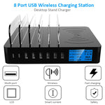 50W 6 個 USB 埠 + 2 個 USB-C / Type-C 埠 + 無線充電多功能充電器，附 LED 顯示及可拆卸邊框，美規插頭，美規插頭