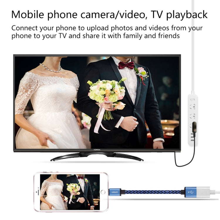Onten 7562 USB母頭轉HDMI手機轉HDTV轉接線，適用iPhone / Android