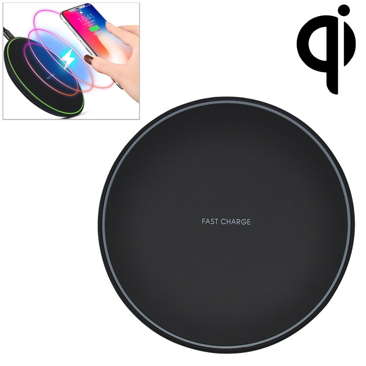 KD-1 超薄 10W 快充無線充電器，適用 Android 手機與 iPhone，快充，黑色