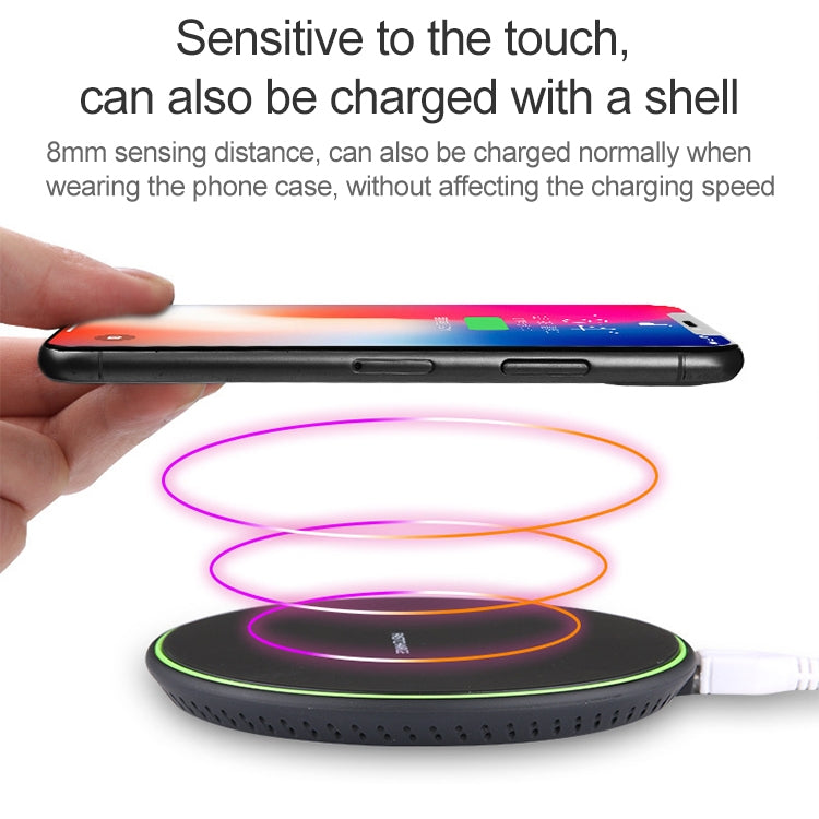 KD-1 超薄 10W 快充無線充電器，適用 Android 手機與 iPhone，快充，黑色