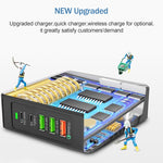 F88W 3 個 USB + 2 個 USB-C / Type-C 埠 QC3.0 桌面充電器，具無線充電功能，F88W