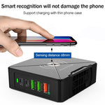 F88W 3 個 USB + 2 個 USB-C / Type-C 埠 QC3.0 桌面充電器，具無線充電功能，F88W