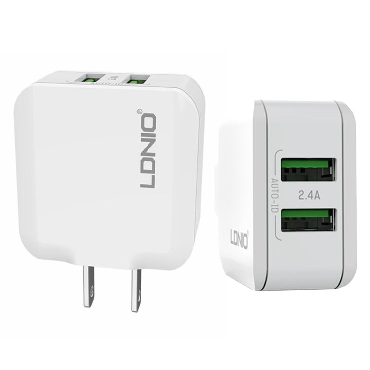 LDNIO A2201 2.4A 雙 USB 充電頭旅行直充手機適配器充電器，附 8 Pin 數據線，8 Pin