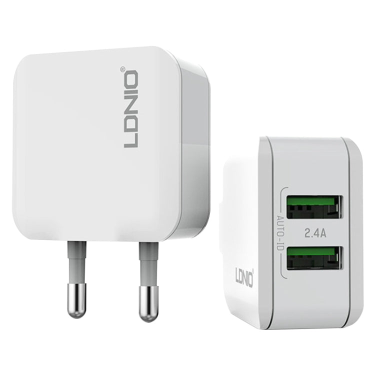 LDNIO A2201 2.4A 雙 USB 充電頭旅行直充手機適配器充電器，附 Type-C 數據線，Type-C