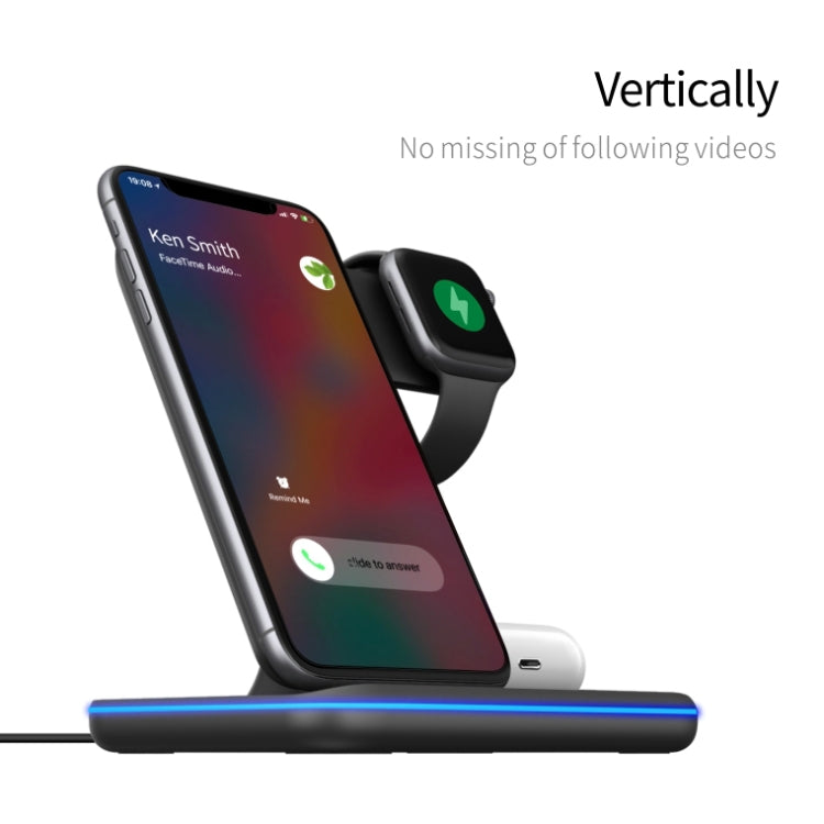 Z5A QI 直立磁吸無線充電器，適用手機、Apple Watch、AirPods / Samsung Galaxy Buds / Huawei Free Buds，帶觸控環燈，Z5A