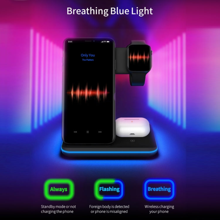 Z5A QI 直立磁吸無線充電器，適用手機、Apple Watch、AirPods / Samsung Galaxy Buds / Huawei Free Buds，帶觸控環燈，Z5A
