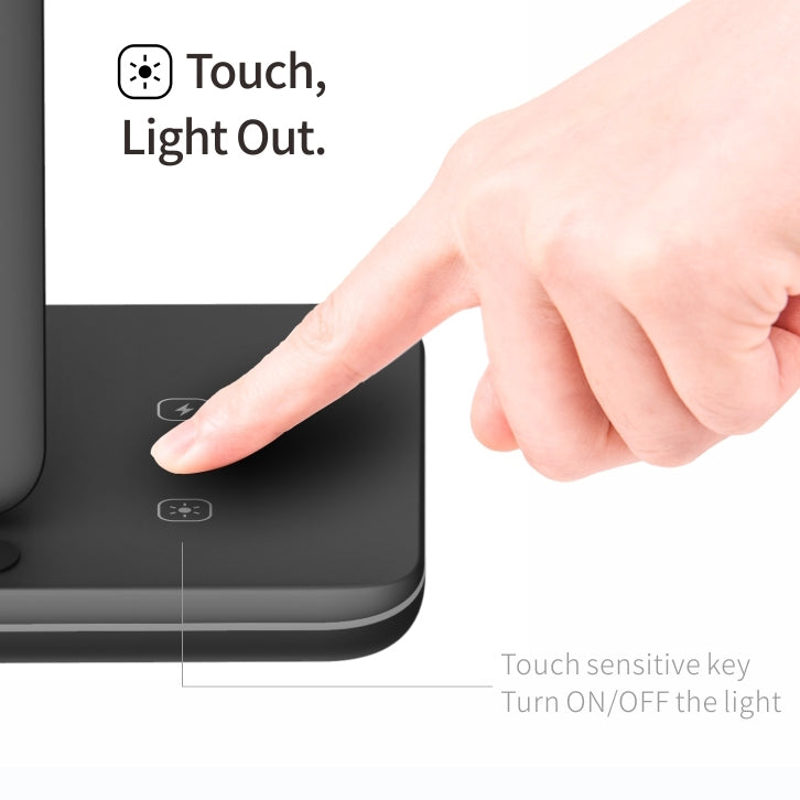 Z5A QI 直立磁吸無線充電器，適用手機、Apple Watch、AirPods / Samsung Galaxy Buds / Huawei Free Buds，帶觸控環燈，Z5A