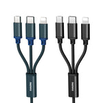 REMAX RC-131TH 1米 2.8A 3合1 USB 轉 8 針 & USB-C / Type-C & Micro USB 充電線