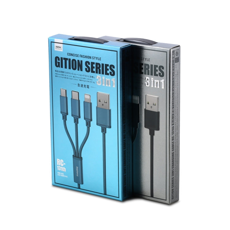 REMAX RC-131TH 1米 2.8A 3合1 USB 轉 8 針 & USB-C / Type-C & Micro USB 充電線