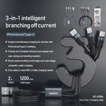 REMAX RC-070TH 1.2米 2A 3合1 USB 轉 8 針 & USB-C / Type-C & Micro USB 充電線