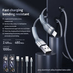 REMAX RC-124i 1米 2.4A USB 轉 8 針鋁合金編織快速充電數據線，適用 iPhone、iPad，8 針