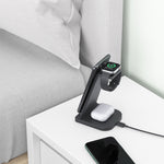 HQ-UD21 3 合 1 折疊手機手錶多功能充電支架，無線充電器，適用 iPhone、Apple Watch 與 AirPods，HQ-UD21