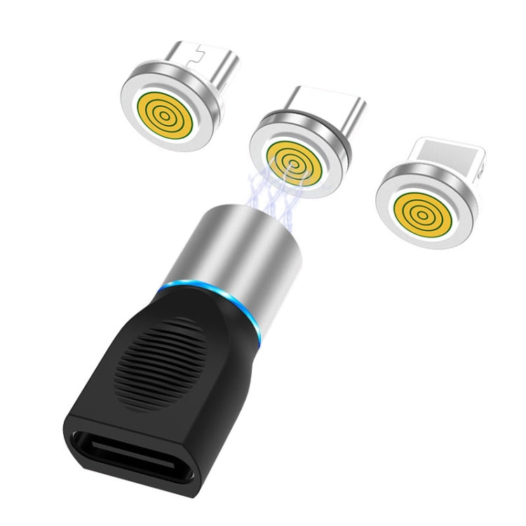 4 合 1 3A 8 針 & USB-C / Type-C & Micro USB 鋅合金磁吸充電頭 + USB-C / Type-C 磁吸充電轉接器套裝，USB-C / Type-C