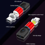 4 合 1 3A 8 針 & USB-C / Type-C & Micro USB 鋅合金磁吸充電頭 + USB-C / Type-C 磁吸充電轉接器套裝，USB-C / Type-C