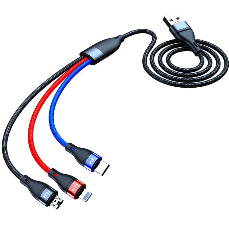 40W 5A USB 轉 Micro USB + USB-C / Type-C + 8 針快速充電數據線，線長：1.2米，1.2米