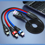 40W 5A USB 轉 Micro USB + USB-C / Type-C + 8 針快速充電數據線，線長：1.2米，1.2米