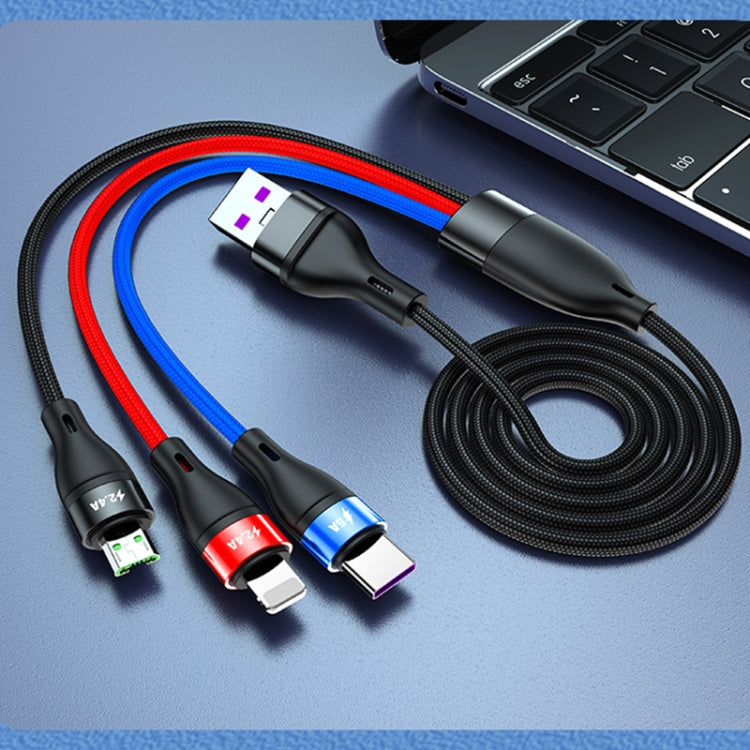 40W 5A USB 轉 Micro USB + USB-C / Type-C + 8 針快速充電數據線，線長：1.2米，1.2米