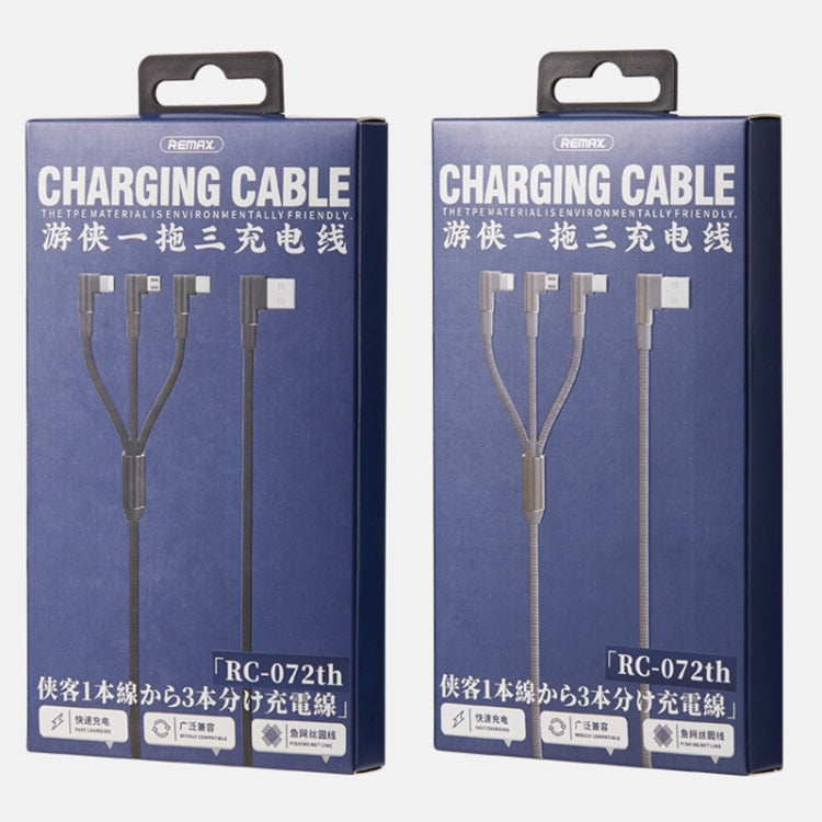 REMAX RC-167th 3合1 2.1A USB轉8針 + USB-C / Type-C + Micro USB系列彎頭充電線，線長：1米