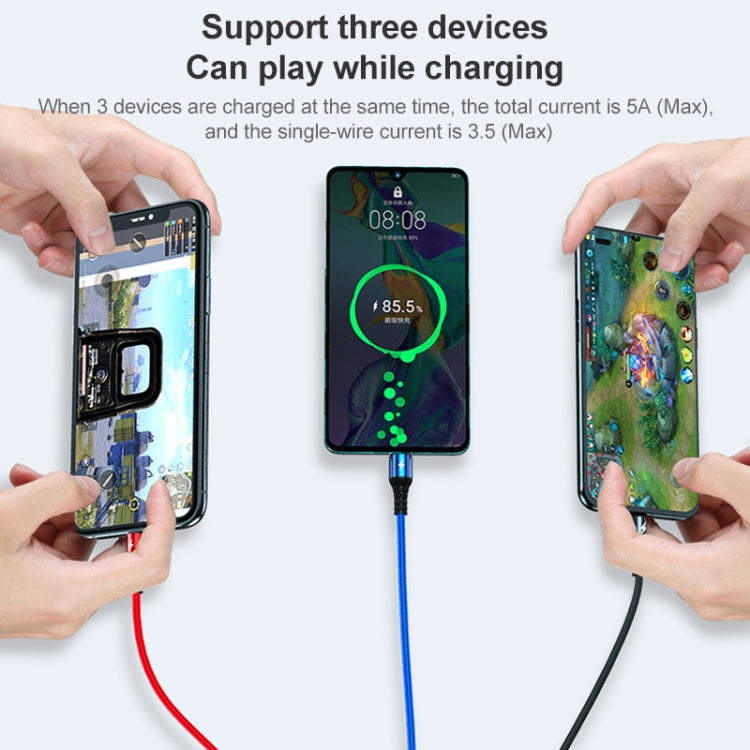 K061 1.2米5A 3合1 USB轉8針 + USB-C / Type-C + Micro USB圓形快速充電數據線