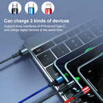 K061 1.2米5A 3合1 USB轉8針 + USB-C / Type-C + Micro USB圓形快速充電數據線