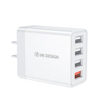 WK WP-U125 Youpin 系列 18W QC3.0 4 USB 埠快速旅行充電器，中國插頭 / 美國插頭，中國插頭 / 美國插頭