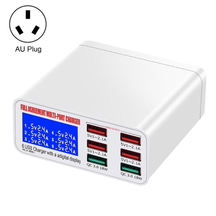 WLX-896+ 6合1多功能智能數字顯示USB充電器，WLX-896+(澳洲插頭)，WLX-896+(歐洲插頭)，WLX-896+(英國插頭)，WLX-896+(美國插頭)
