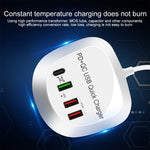 WLX-T3P 4合1 PD + QC多功能智能快速充電USB充電器，WLX-T3P澳洲插頭，WLX-T3P歐洲插頭，WLX-T3P英國插頭，WLX-T3P美國插頭