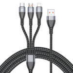 ADC-138 66W 3合1 USB轉8針 + Micro USB + USB-C / Type-C快速充電編織數據線，線長：1.2米
