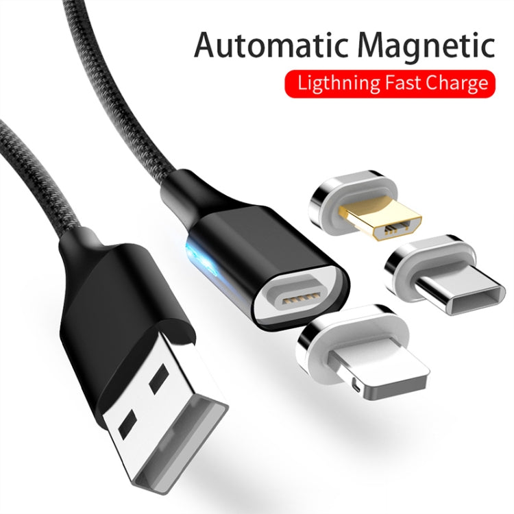 M11 3 合 1 5A USB 轉 8 Pin + Micro USB + USB-C / Type-C 尼龍編織磁吸數據線，線長：2米，8 Pin + Micro USB + USB-C / Type-C