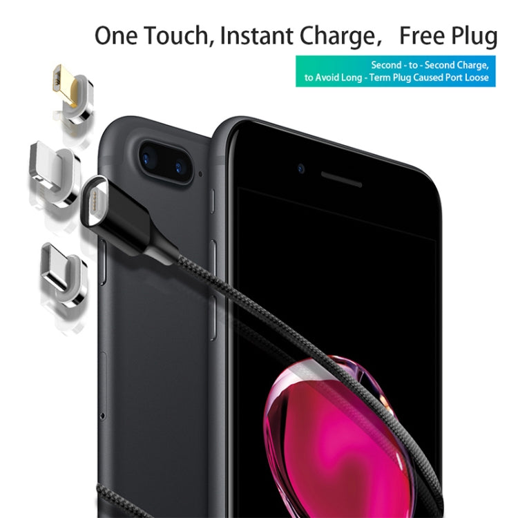 M11 3 合 1 5A USB 轉 8 Pin + Micro USB + USB-C / Type-C 尼龍編織磁吸數據線，線長：2米，8 Pin + Micro USB + USB-C / Type-C
