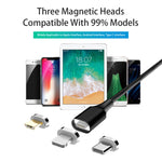 M11 3 合 1 5A USB 轉 8 Pin + Micro USB + USB-C / Type-C 尼龍編織磁吸數據線，線長：2米，8 Pin + Micro USB + USB-C / Type-C