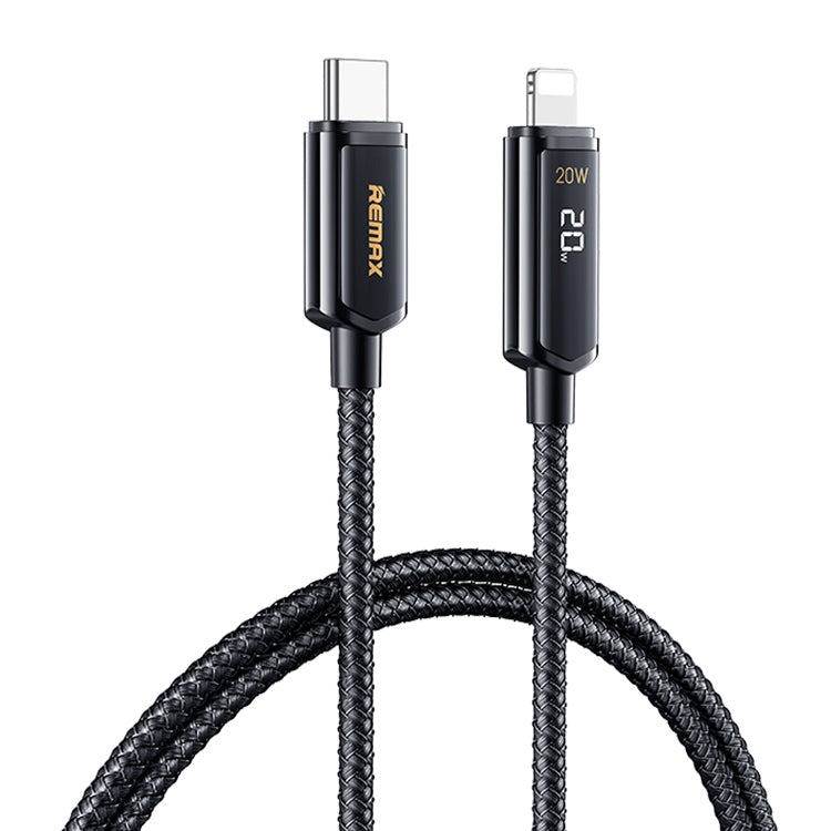 REMAX RC-128i 20W Type-C / USB-C轉8針智能數字顯示鋅合金編織充電數據線，長度：1.2米