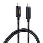 REMAX RC-128i 20W Type-C / USB-C轉8針智能數字顯示鋅合金編織充電數據線，長度：1.2米