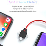 MiraScreen L7-8 三合一8針+Micro USB+USB-C / Type-C轉HDMI視頻轉換線，線長：2米，三合一HDMI