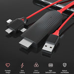 MiraScreen L7-8 三合一8針+Micro USB+USB-C / Type-C轉HDMI視頻轉換線，線長：2米，三合一HDMI