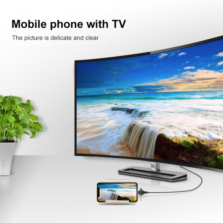 P8J鋁合金三合一8針+Micro USB+USB-C / Type-C轉高清電視線，線長：2米，三合一HDMI（鋁合金）