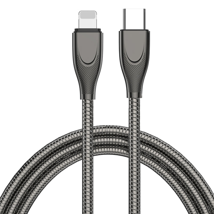 ADC-009 USB-C / Type-C 轉 8 Pin 鋅合金軟管快充數據線，線長：1m，USB-C / Type-C 轉 8 Pin