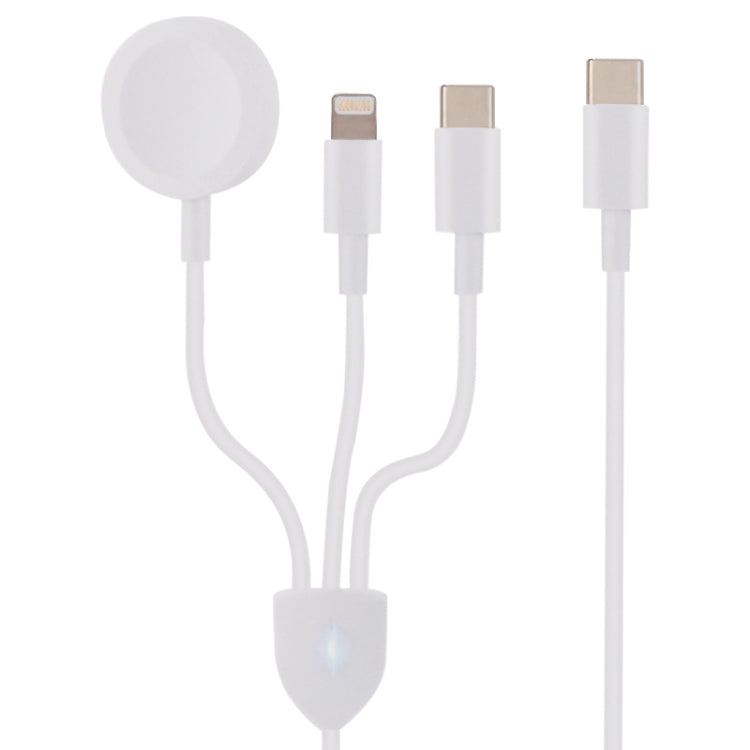 3合1 USB-C / Type-C 轉 8 Pin + USB-C / Type-C + 磁吸手錶無線充電數據線，線長：1.2米，3合1